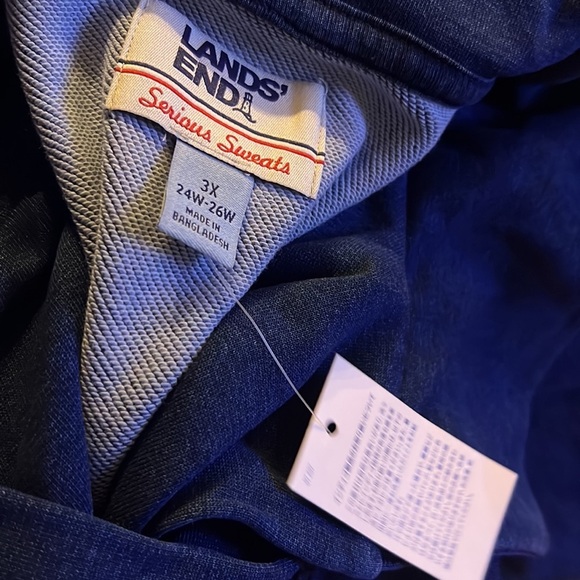 Land ends New Women's Plus Size Serious Sweats Long Sleeve Collared Pullover - Picture 3 of 4